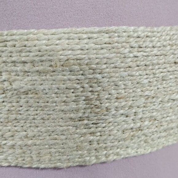 Woven Straw Elastic Belt With Brown Leather Accents - Picture 5 of 10